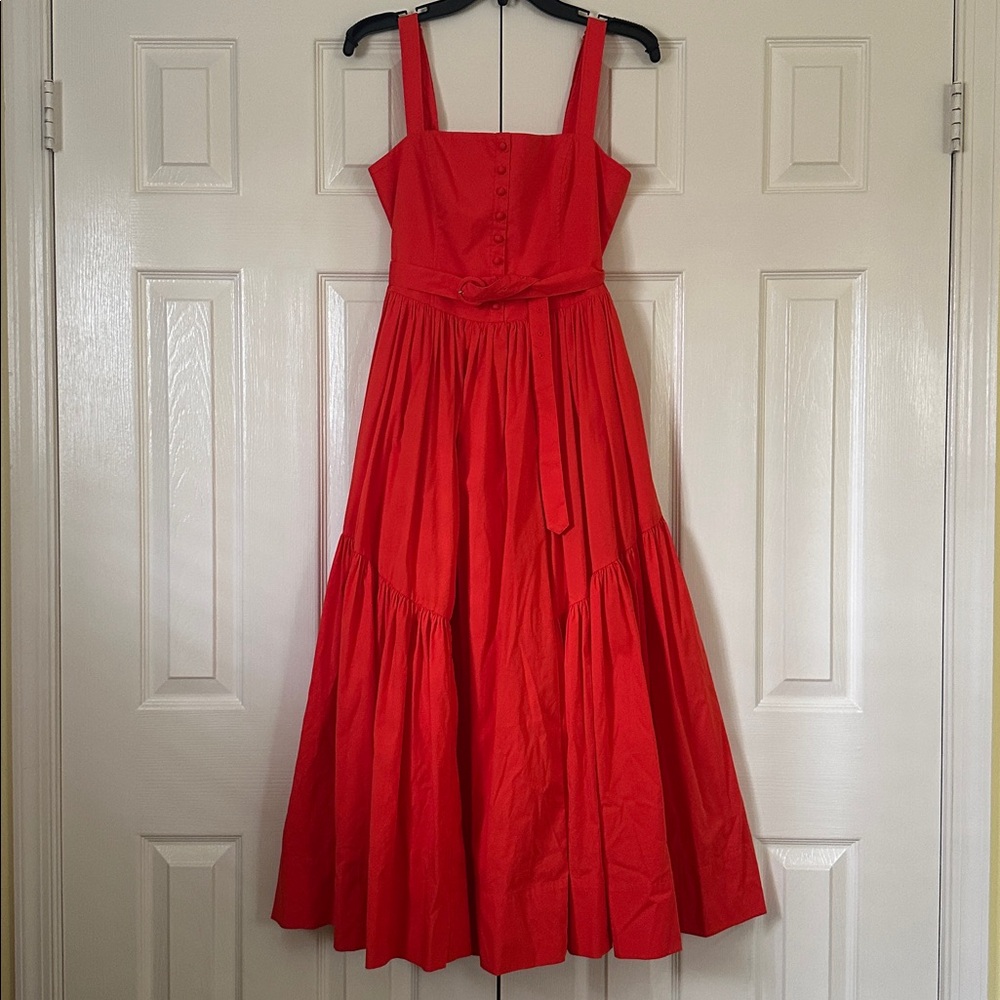 NWT CINQ A SEPT Amber Belted Cotton Poplin Midi Maxi Dress 4